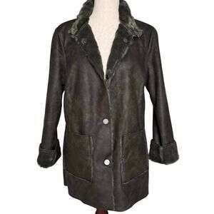 NWT Dylan Faux Leather Faux Fur Reversible Coat | Brown Gray | Women’s Small